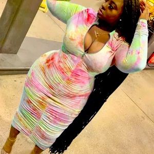 Fall pink plus size dress